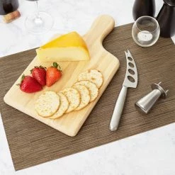 Franmara 3 Piece Semi-Hard Cheese Knife And Board Set With Button Clincher