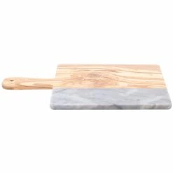 American Metalcraft OWBG15 10" X 9" Olive Wood And Gray Marble Serving Board -Acopa Shop 1212305