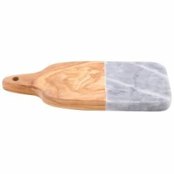 American Metalcraft OWBG8 6" X 3 1/2" Olive Wood And Gray Marble Serving Board -Acopa Shop 1217515