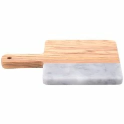 American Metalcraft OWBG9 5 5/8" X 5 1/4" Olive Wood And Gray Marble Serving Board -Acopa Shop 1218025