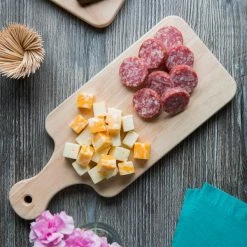 Choice 13" X 5 1/2" X 3/4" Small Wooden Bread Cutting Board With Handle