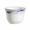CAC China 103-55 Blue Lotus 5 Oz. Bone White Porcelain Sake Cup With Blue Rim Decor - 72/Case