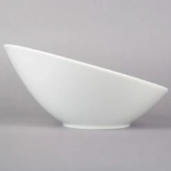 Acopa 20 Oz. Bright White Slanted Porcelain Bowl - 6/Pack -Acopa Shop 1649238