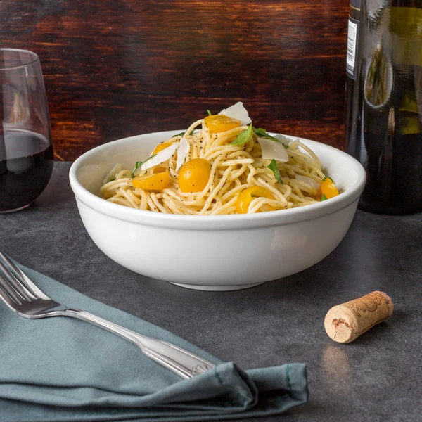 Acopa 35 Oz. Bright White Porcelain Menudo / Pasta / Salad Bowl - 12/Case 3 Acopa 35 Oz. Bright White Porcelain Menudo / Pasta / Salad Bowl - 12/Case