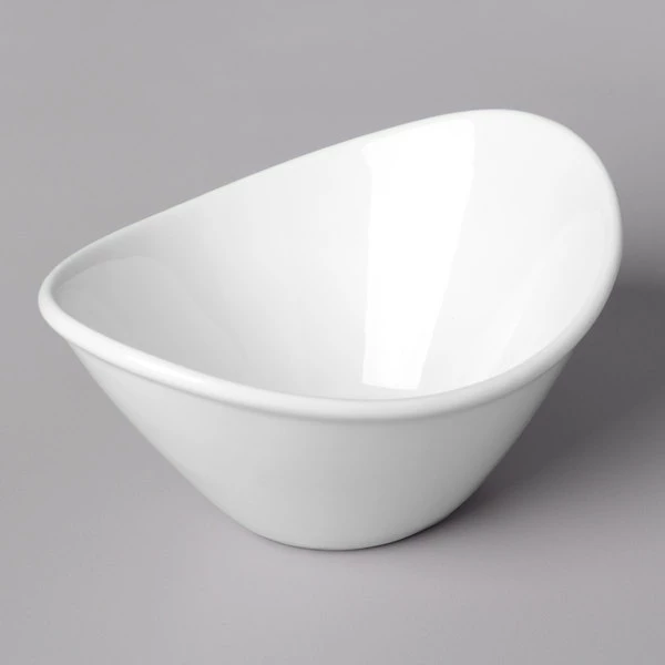 Acopa 7 Oz. Bright White Oval Porcelain Coupe Bowl - 36/Case 4 Acopa 7 Oz. Bright White Oval Porcelain Coupe Bowl - 36/Case - Image 2