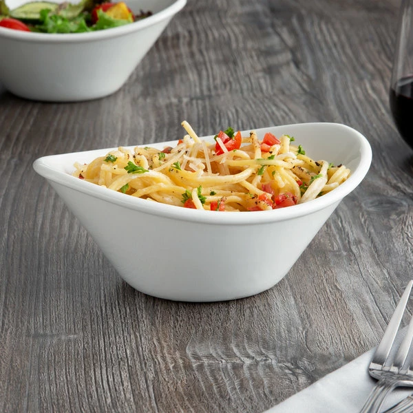 Acopa 13 Oz. Bright White Oval Porcelain Coupe Bowl - 24/Case 3 Acopa 13 Oz. Bright White Oval Porcelain Coupe Bowl - 24/Case