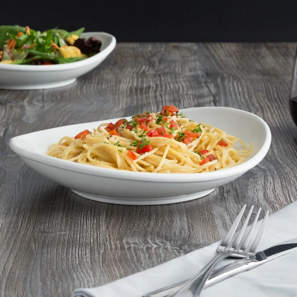 Acopa 28 Oz. Bright White Oval Porcelain Coupe Bowl - 12/Case 3 Acopa 28 Oz. Bright White Oval Porcelain Coupe Bowl - 12/Case