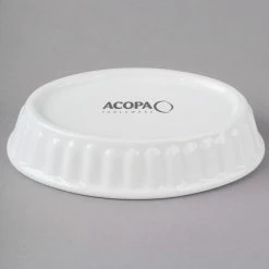 Acopa 5 Oz. Oval Bright White Fluted Porcelain Souffle / Creme Brulee Dish - 36/Case -Acopa Shop 1782688