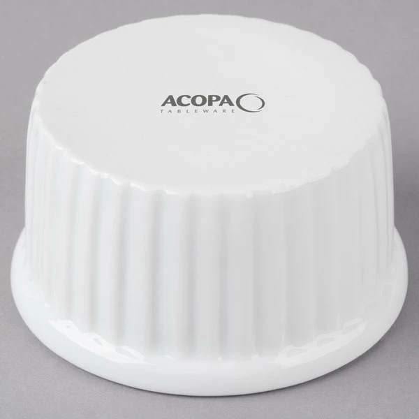 Acopa 2.5 Oz. Bright White Fluted Porcelain Ramekin - 48/Case 5 Acopa 2.5 Oz. Bright White Fluted Porcelain Ramekin - 48/Case - Image 3