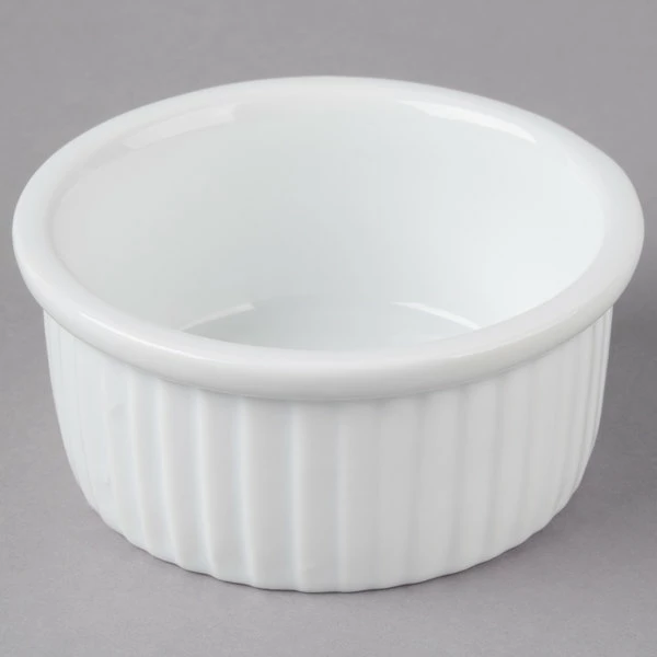 Acopa 4.5 Oz. Bright White Fluted Porcelain Ramekin - 12/Pack 4 Acopa 4.5 Oz. Bright White Fluted Porcelain Ramekin - 12/Pack - Image 2