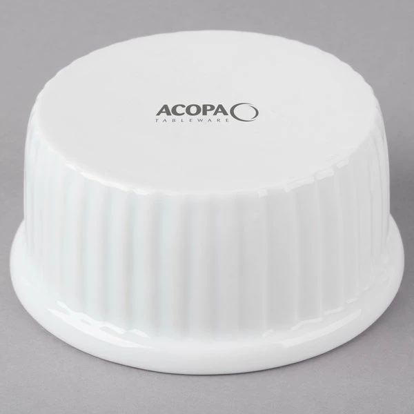 Acopa 4.5 Oz. Bright White Fluted Porcelain Ramekin - 12/Pack 5 Acopa 4.5 Oz. Bright White Fluted Porcelain Ramekin - 12/Pack - Image 3