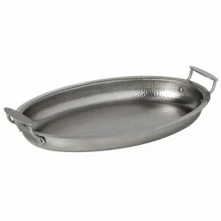 American Metalcraft THOV19 19 3/4" X 12 3/4" Oval Hammered Stainless Steel Serving / Display Pan