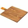 Fox Run 28684 13" X 12 3/4" X 1/2" Acacia Wood Square Serving Board With Orange Handle
