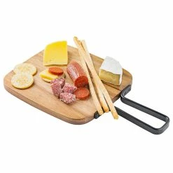 Tablecraft 10076 Industrial 9 1/8" X 8 1/4" Rectangular Acacia Wood Serving Board With Handle -Acopa Shop 1960616