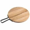 Tablecraft 10080 Industrial 12" Round Acacia Wood Serving Board With Handle -Acopa Shop 1960854
