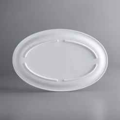 Acopa Foundations 12 3/4" X 8 1/2" White Narrow Rim Melamine Oval Platter - 12/Case -Acopa Shop 1978151