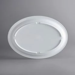 Acopa Foundations 13 1/4" X 9 1/2" White Narrow Rim Melamine Oval Platter - 12/Case -Acopa Shop 1978154