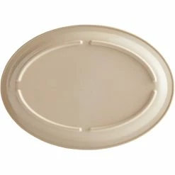 Acopa Foundations 13 1/4" X 9 1/2" Tan Narrow Rim Melamine Oval Platter - 12/Case -Acopa Shop 1980369