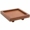 Front Of The House RSD001RUW23 4 1/2" X 4 1/2" X 1 1/4" Rubberwood Square Footed Serving Tray