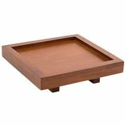 Front Of The House RSD001RUW23 4 1/2" X 4 1/2" X 1 1/4" Rubberwood Square Footed Serving Tray