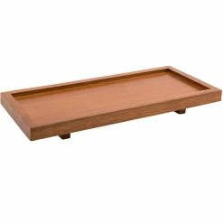 Front Of The House RTR004RUW22 10" X 4 1/2" X 1 1/4" Rubberwood Rectangular Footed Serving Tray