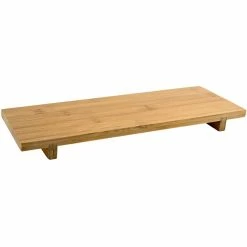 Front Of The House RTR007BBB12 12 1/4" X 4 3/4" X 1" Natural Bamboo Rectangular Footed Serving Tray