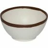 GET Enterprises GET B-299-CRM Pottery Market 10 Oz. Glazed Cream Melamine Bowl With Brown Trim - 24/Case -Acopa Shop 2049034