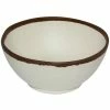 GET Enterprises GET B-302-CRM Pottery Market 24 Oz. Glazed Cream Melamine Bowl With Brown Trim - 12/Case -Acopa Shop 2049040