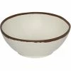 GET Enterprises GET B-305-CRM Pottery Market 1.5 Qt. Glazed Cream Melamine Bowl With Brown Trim - 12/Case -Acopa Shop 2049044
