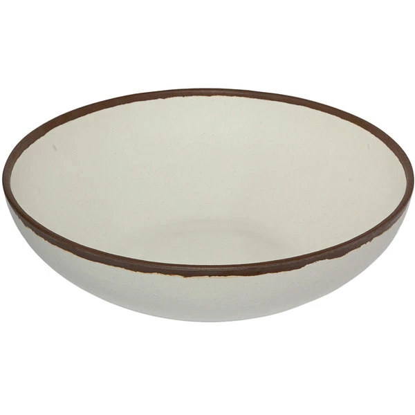 GET Enterprises GET B-330-CRM Pottery Market 5.5 Qt. Glazed Cream Melamine Bowl With Brown Trim - 3/Case 3 GET Enterprises GET B-330-CRM Pottery Market 5.5 Qt. Glazed Cream Melamine Bowl With Brown Trim - 3/Case