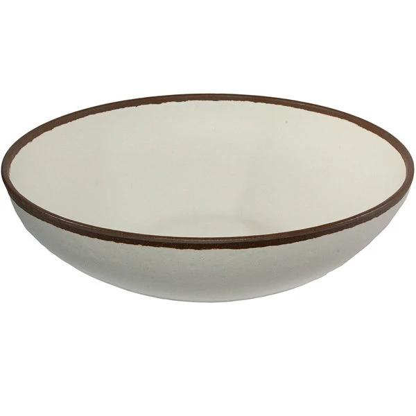 GET Enterprises GET B-350-CRM Pottery Market 10 Qt. Glazed Cream Melamine Bowl With Brown Trim - 3/Case 3 GET Enterprises GET B-350-CRM Pottery Market 10 Qt. Glazed Cream Melamine Bowl With Brown Trim - 3/Case