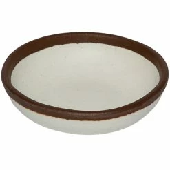 GET Enterprises GET B-35-CRM Pottery Market 2.5 Oz. Glazed Cream Melamine Ramekin With Brown Trim - 48/Case