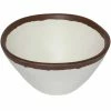 GET Enterprises GET B-81-CRM Pottery Market 8 Oz. Glazed Cream Melamine Bowl With Brown Trim - 24/Case