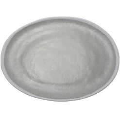 GET Enterprises GET P-183-DVG Pottery Market 18" X 13" Glazed Oval Grey Melamine Coupe Platter With White Trim - 3/Case
