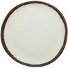 GET Enterprises GET P-55-CRM Pottery Market 5 1/2" Coupe Glazed Cream Plate With Brown Trim - 48/Case -Acopa Shop 2049138