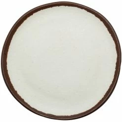 GET Enterprises GET P-55-CRM Pottery Market 5 1/2" Coupe Glazed Cream Plate With Brown Trim - 48/Case