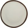 GET Enterprises GET P-90-CRM Pottery Market 9" Coupe Glazed Cream Plate With Brown Trim - 12/Case -Acopa Shop 2049144
