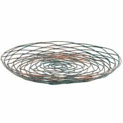 Front Of The House BPT029PTI22 Patina 12" Hand-Painted Fused Iron Round Plate / Basket - 6/Case
