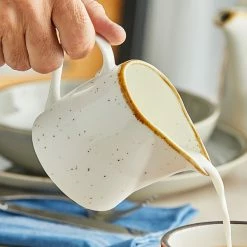 Acopa Keystone 10 Oz. Vanilla Bean Stoneware Creamer - 2/Pack