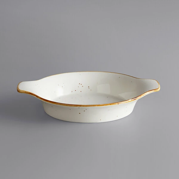 Acopa Keystone 13 Oz. Vanilla Bean Stoneware Shirred Egg Casserole Dish - 6/Case 4 Acopa Keystone 13 Oz. Vanilla Bean Stoneware Shirred Egg Casserole Dish - 6/Case - Image 2