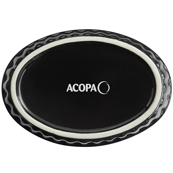 Acopa 6 Oz. Oval Glossy Black Fluted Stoneware Souffle / Creme Brulee Dish - 12/Pack 5 Acopa 6 Oz. Oval Glossy Black Fluted Stoneware Souffle / Creme Brulee Dish - 12/Pack - Image 3