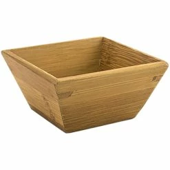 Front Of The House DSD026BBB23 Kyoto 4 Oz. Square Natural Bamboo Bowl - 12/Case