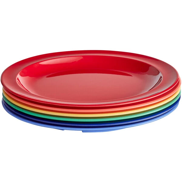 Acopa Foundations 10" Assorted Colors Narrow Rim Melamine Plate - 72/Case 4 Acopa Foundations 10" Assorted Colors Narrow Rim Melamine Plate - 72/Case - Image 2