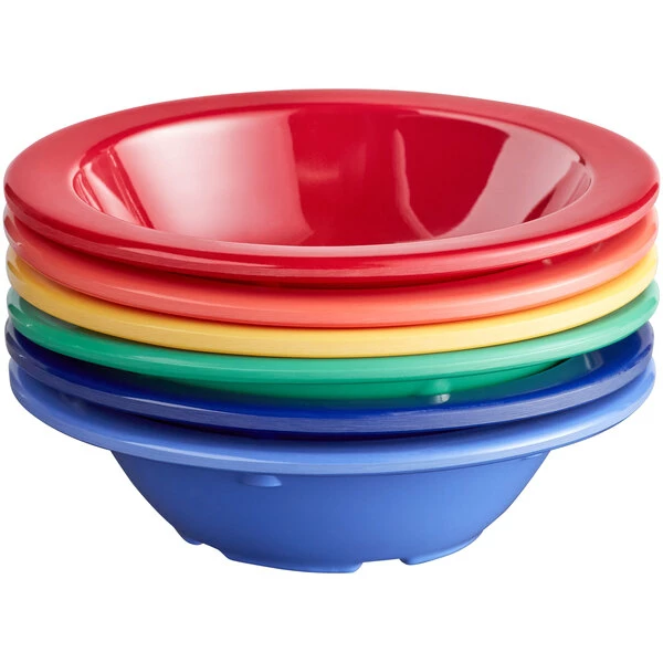 Acopa Foundations 4 Oz. Assorted Colors Narrow Rim Melamine Fruit Dish - 72/Case 4 Acopa Foundations 4 Oz. Assorted Colors Narrow Rim Melamine Fruit Dish - 72/Case - Image 2