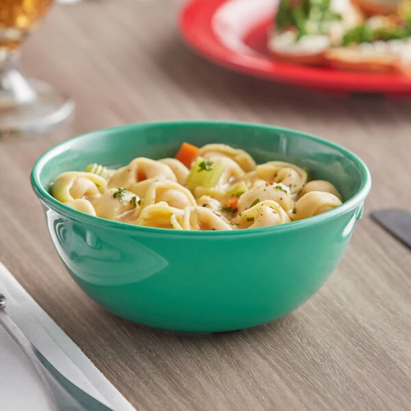 Acopa Foundations 15 Oz. Green Melamine Nappie Bowl - 12/Case 3 Acopa Foundations 15 Oz. Green Melamine Nappie Bowl - 12/Case