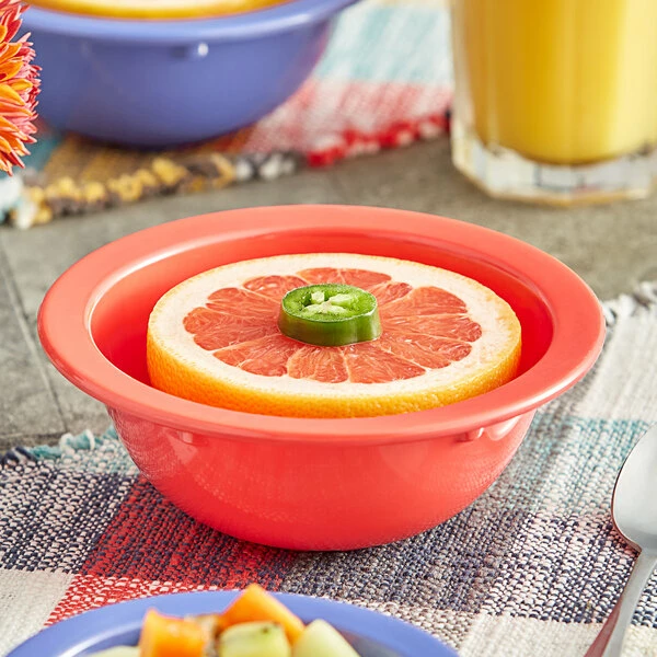 Acopa Foundations 13 Oz. Orange Narrow Rim Melamine Grapefruit Bowl - 12/Case 3 Acopa Foundations 13 Oz. Orange Narrow Rim Melamine Grapefruit Bowl - 12/Case