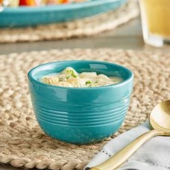 Acopa Capri 8 Oz. Caribbean Turquoise Stoneware Bouillon - 36/Case