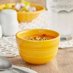 Acopa Capri 8 Oz. Mango Orange Stoneware Bouillon - 12/Pack