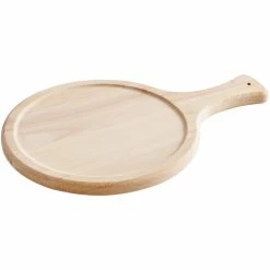 Choice 10" Round Wooden Serving Board With 4 1/2" Handle -Acopa Shop 2228694