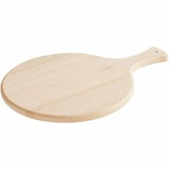 Choice 12" Round Wooden Serving Board With 4 1/2" Handle -Acopa Shop 2233037